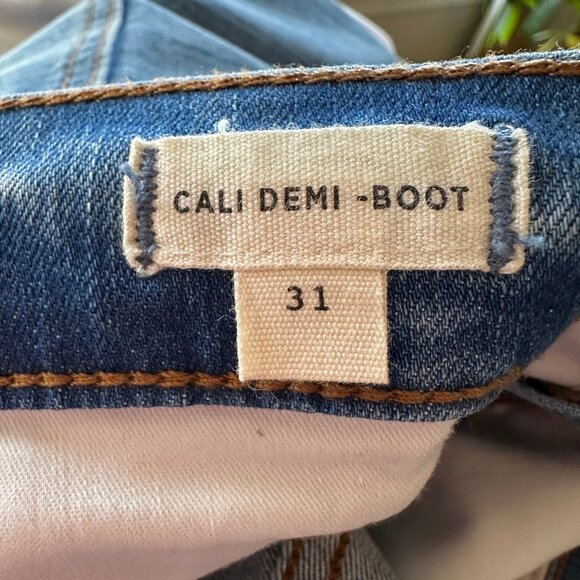 Madewell Women's Jeans Size 31 Cali Demi Bootcut Two Tone Denim Raw Hem - Picture 4 of 5